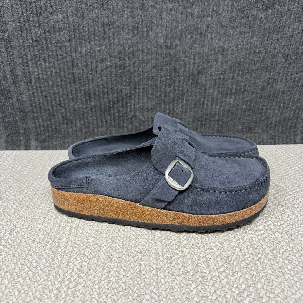Birkenstock Buckley Suede Clog Navy Blue Side Buckle Women’s 38 US 7